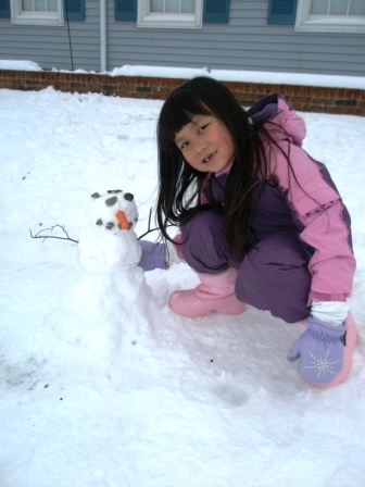 Kasen and her little snowman